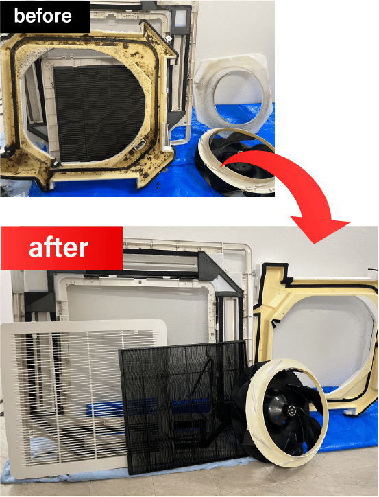 業務用エアコンのクリーニング before after