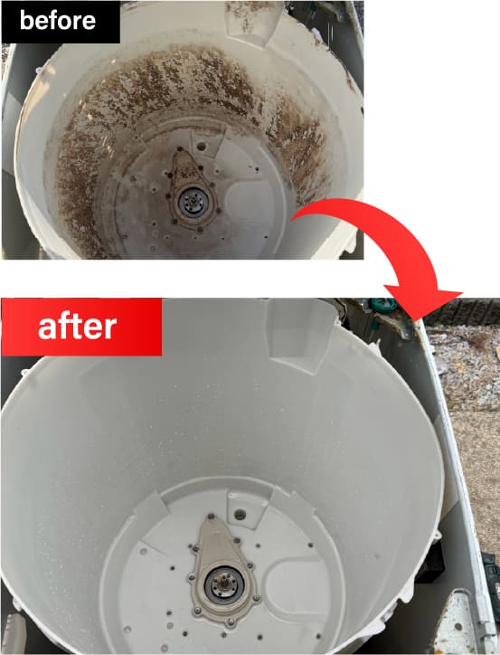 縦型洗濯機の完全分解クリーニング before after